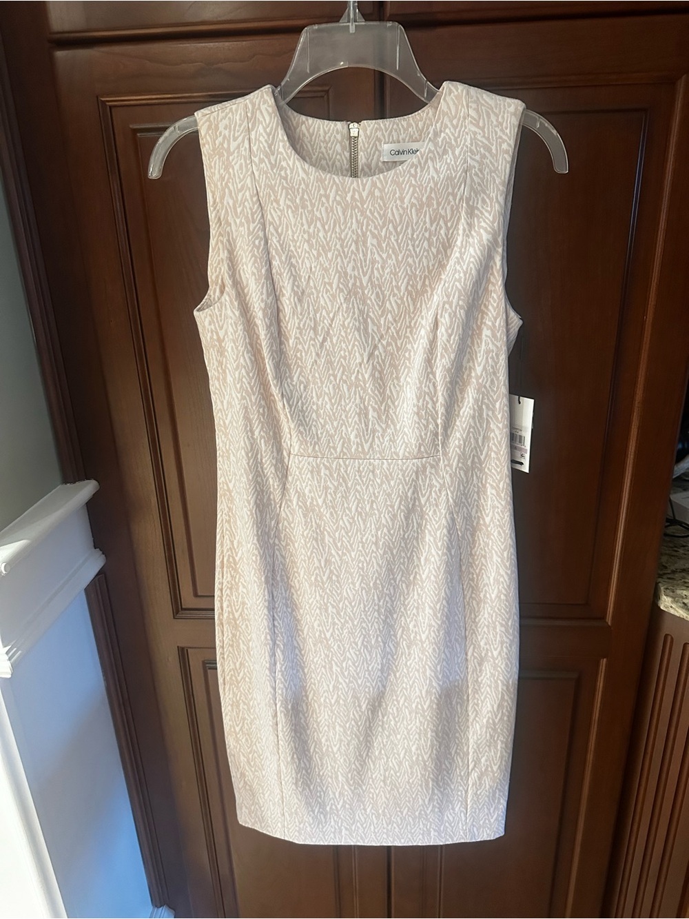Calvin Klein Light Pink Jacquard Midi Sheath Dress